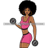 African American Fitness Woman Hand Holding Bumble Smile Face Afro Woman Wearing Hoop Earing Puffy Short Hairstyle White Background SVG JPG PNG Vector Clipart Cricut Silhouette Cut Cutting