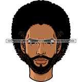 African American Black Man Head Or Face Design Element Bard Style White Background Vector SVG JPG PNG Vector Clipart Cricut Silhouette Cut Cutting