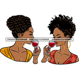 Melanin Woman Hand Holding Wine Glass Both African American Woman Drinking Wine Afro Short Hairstyle Design Element SVG JPG PNG Vector Clipart Cricut Silhouette Cut Cutting