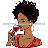 Melanin Woman Hand Holding Wine Glass Both African American Woman Drinking Wine Afro Short Hairstyle Design Element SVG JPG PNG Vector Clipart Cricut Silhouette Cut Cutting