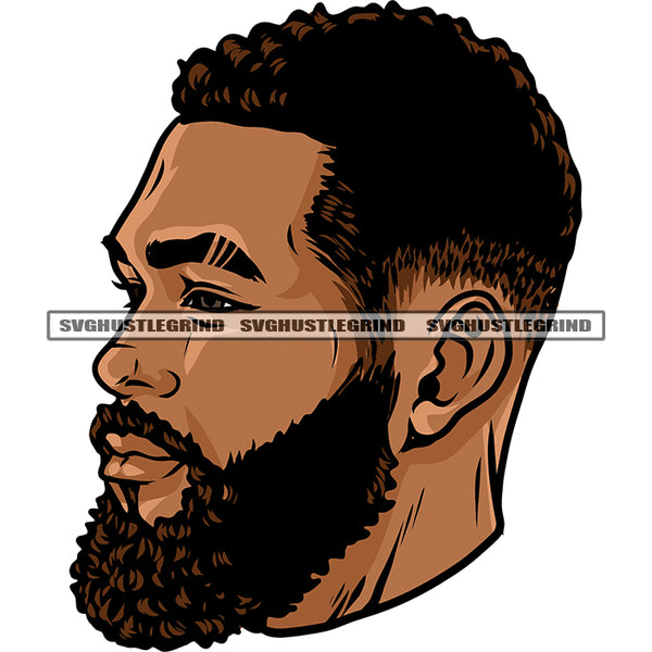 African American Man Head And Face Design Element White Background Beard Style Man SVG JPG PNG Vector Clipart Cricut Silhouette Cut Cutting