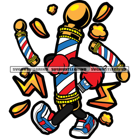 Funny Razor Glove Cartoon Character Walking Design Element White Background SVG JPG PNG Vector Clipart Cricut Silhouette Cut Cutting