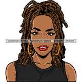 Afro Girls Locus Hairstyle African American Woman Wearing Hoop Earing Design Element White Background Afro Girls Angry Face SVG JPG PNG Vector Clipart Cricut Silhouette Cut Cutting