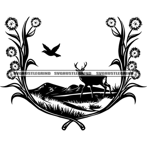Black And White Artwork Symbol Bear And Birds Design Element Hail Logo Artwork SVG JPG PNG Vector Clipart Cricut Silhouette Cut Cutting