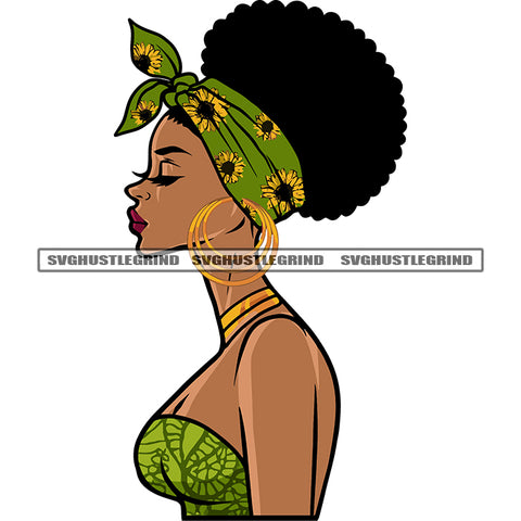 Sexy African American Woman Wearing Hoop Earing Hairstyle Afro Girls Close Eyes Design Element Afro Sexy Body SVG JPG PNG Vector Clipart Cricut Silhouette Cut Cutting