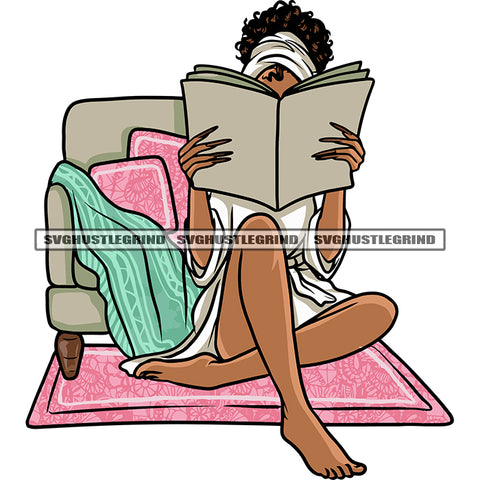 Sexy Girls Reading News Paper African American Girls Hide Face On Paper Long Nail Afro Girls Wearing Sexy Dress Design Element Background On Sofa Set SVG JPG PNG Vector Clipart Cricut Silhouette Cut Cutting