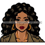 Afro Girls Cute Face African American Woman Wearing Hoop Earing Design Element Beautiful Girls Face White Background SVG JPG PNG Vector Clipart Cricut Silhouette Cut Cutting