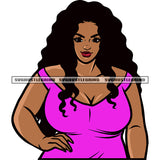 Curly Long Hairstyle African American Plus Size Woman Smile Face Sexy Body Design Element White Background Long Nail SVG JPG PNG Vector Clipart Cricut Silhouette Cut Cutting