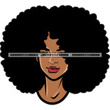 African American Puffy Hairstyle Nurses Woman Smile Face White Background Design Element Red Lips SVG JPG PNG Vector Clipart Cricut Silhouette Cut Cutting