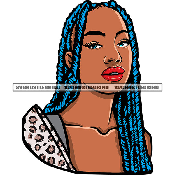 Melanin Black Beauty Woman Smile Face African American Woman Smile Face Locus Long Hairstyle Design Element SVG JPG PNG Vector Clipart Cricut Silhouette Cut Cutting