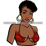 Gangster African American Woman Smile Face Wearing Hoop Earing Afro Short Hairstyle White Background Melanin Sexy Woman Wearing Bikini SVG JPG PNG Vector Clipart Cricut Silhouette Cut Cutting