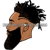 Shor Locus Hairstyle African American Man Side Face Design Element Afro Man Beard Style White Background SVG JPG PNG Vector Clipart Cricut Silhouette Cut Cutting