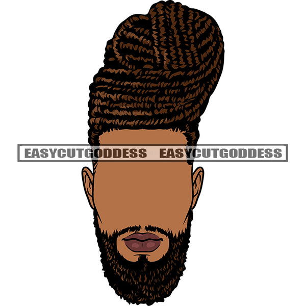 No Face African American Man Head Artwork Design Element Bead Style And Locus Hairstyle White Background SVG JPG PNG Vector Clipart Cricut Silhouette Cut Cutting