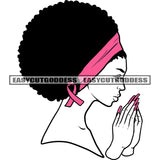 Hard Praying Hand Long Nail Melanin Woman Side Face Design Element Afro Puffy Hairstyle African American Woman Side Pose Wearing Hairband SVG JPG PNG Vector Clipart Cricut Silhouette Cut Cutting
