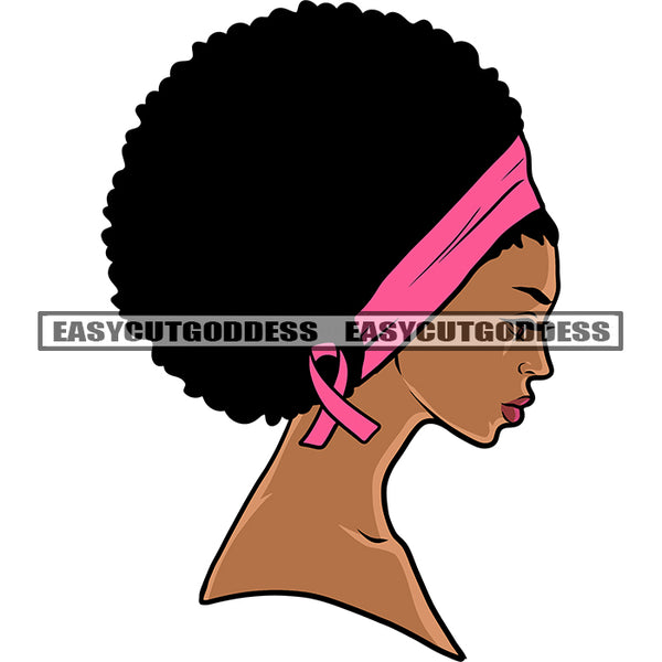 Melanin Woman Side Face Design Element Afro Puffy Hairstyle African American Woman Side Pose Wearing Hairband SVG JPG PNG Vector Clipart Cricut Silhouette Cut Cutting