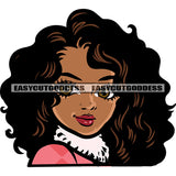 Beautiful African American Woman Face Design Element Curly Hairstyle White Background Smile Face SVG JPG PNG Vector Clipart Cricut Silhouette Cut Cutting