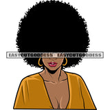 Puffy Hairstyle African American Woman Wearing Hoop Earing Smile Face Gangster Afro Girls Head Design Element SVG JPG PNG Vector Clipart Cricut Silhouette Cut Cutting