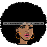 Black Beauty African American Woman Head Design Element Wearing Hoop Earing Red Lips White Background SVG JPG PNG Vector Clipart Cricut Silhouette Cut Cutting