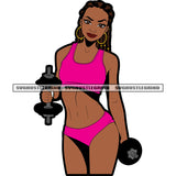 Smile Face Fitness Girls Hand Holding Dumbbell African American Girls Wearing Bikini And Hoop Earing Curly Hairstyle Bodybuilder Smile Face SVG JPG PNG Vector Clipart Cricut Silhouette Cut Cutting