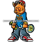 Scarface Cat Hand Holding Weed Bag African American Cat Wearing Cap Red Eyes Scarface Cat Face Design Element SVG JPG PNG Vector Clipart Cricut Silhouette Cut Cutting