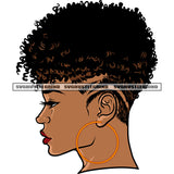 Afro Short Hairstyle African American Girls Face Design Element Afro Girls Side Pose White Background Afro Girls Wearing Hoop Earing SVG JPG PNG Vector Clipart Cricut Silhouette Cut Cutting