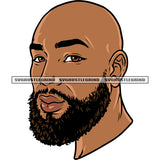 Smile Face Bald Head African American Man Face Design Element African American Man Beard Style Melanin Man Smile Face White Background SVG JPG PNG Vector Clipart Cricut Silhouette Cut Cutting
