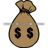 Money Bag On Floor Design Element Dollar Sign On Money Bag Eyes White Background SVG JPG PNG Vector Clipart Cricut Silhouette Cut Cutting