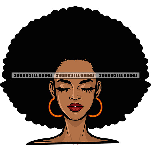 Close Eyes Smile Face African American Woman Hairstyle Afro Girls Wearing Sunglass Design Element Afro Gils Long Nail White Background SVG JPG PNG Vector Clipart Cricut Silhouette Cut Cutting