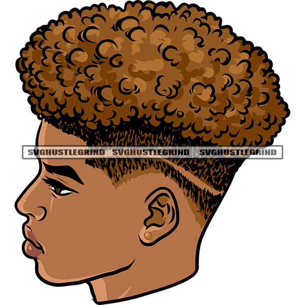African American Boy Head Design Element Melanin Boy Side Face Afro Short Hairstyle White Background SVG JPG PNG Vector Clipart Cricut Silhouette Cut Cutting