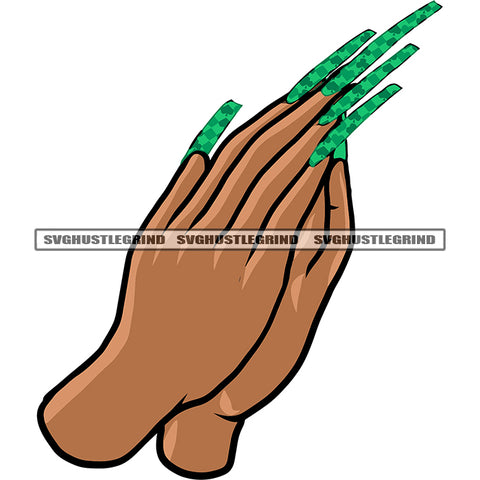 Afro Woman Hand Long Nail African American Woman Hand Design Element Melanin Woman Hand White Background SVG JPG PNG Vector Clipart Cricut Silhouette Cut Cutting