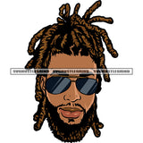 African American Man Wearing Sunglass Locus Hairstyle Design Element White Background Melanin Man Smile Face SVG JPG PNG Vector Clipart Cricut Silhouette Cut Cutting