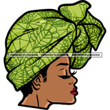 African American Woman Wearing Headwrap Close Eyes Design Element Afro Melanin Woman Face Design SVG JPG PNG Vector Clipart Cricut Silhouette Cut Cutting