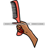 Female Hands Holding Hairbrush African American Woman Hand Holding Brush Afro Woman Hand Long Nail Design Element White Background SVG JPG PNG Vector Clipart Cricut Silhouette Cut Cutting