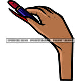 Female Hands Holding Lipstick African American Woman Hand Holding Lipstick Afro Woman Hand Long Nail Design Element White Background SVG JPG PNG Vector Clipart Cricut Silhouette Cut Cutting
