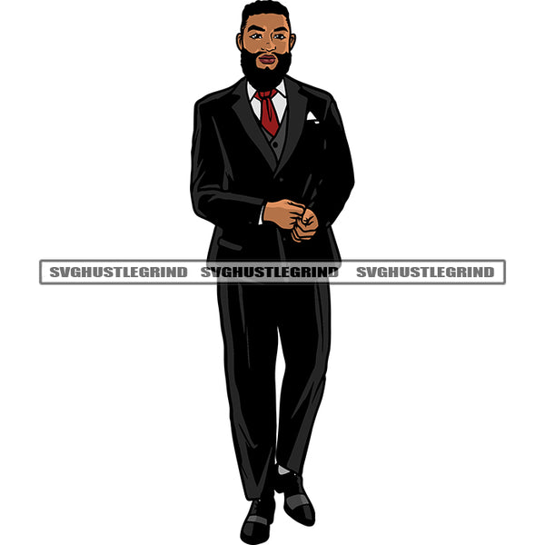 Handsome African American Man Wearing Coat Afro Man Bard Style Design Element White Background SVG JPG PNG Vector Clipart Cricut Silhouette Cut Cutting