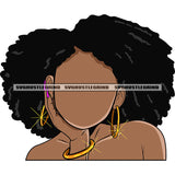 Puffy Hairstyle African American Melanin Woman Face Design Element Deep Thinking Pose White Background SVG JPG PNG Vector Clipart Cricut Silhouette Cut Cutting