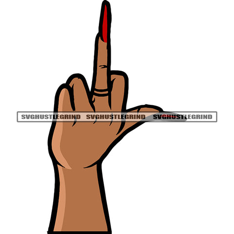 African American Woman Showing Middle Finger Long Nail White Background Design Element Afro Woman SVG JPG PNG Vector Clipart Cricut Silhouette Cut Cutting