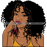 Smile Face African American Woman Curly Long Hairstyle Design Element Afro Woman Long Nail Vector Design Element Sexy Woman SVG JPG PNG Vector Clipart Cricut Silhouette Cut Cutting