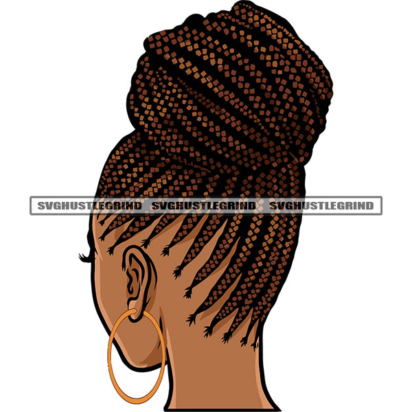 Gangster African American Woman Locus Hairstyle Design Element Afro Woman Backside Design Element White Background SVG JPG PNG Vector Clipart Cricut Silhouette Cut Cutting