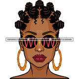 Wow Quote On Sunglass Gangster African American Woman Wearing Sunglass And Hoop Earing Afro Hairstyle Design Element SVG JPG PNG Vector Clipart Cricut Silhouette Cut Cutting