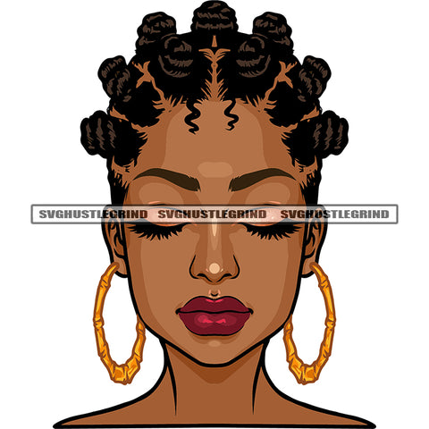 Beautiful African American Woman Close Eyes And Afro Short Hairstyle Afro Woman Cute Face White Background Design Element SVG JPG PNG Vector Clipart Cricut Silhouette Cut Cutting
