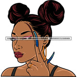 African American Woman Showing Long Nail Puffy Hair Style Design Element Cute Face Afro Woman Smile Face Design Element SVG JPG PNG Vector Clipart Cricut Silhouette Cut Cutting