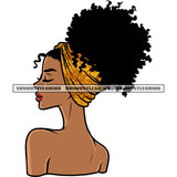 Gangster African American Woman Head Afro Hairstyle Design Element Wearing Hoop Earing Curly Hairstyle SVG JPG PNG Vector Clipart Cricut Silhouette Cut Cutting