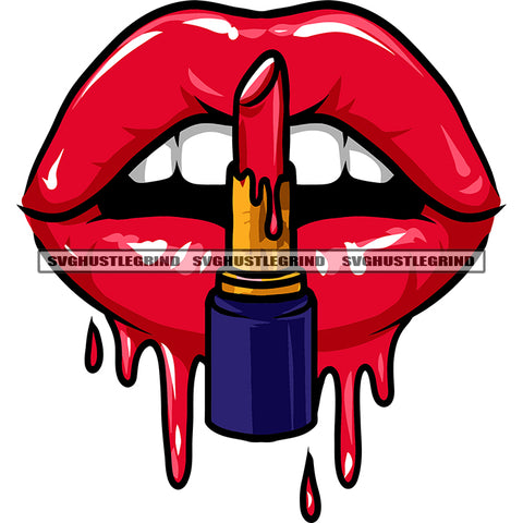 African American Woman Lip and Lipstick Symbol Red Color Dripping Design Element White Background SVG JPG PNG Vector Clipart Cricut Silhouette Cut Cutting