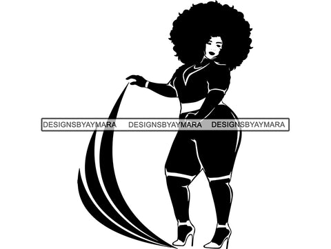 Afro Beautiful Big Woman SVG Silhouettes BBW Big And Bougie Queen Diva Classy Lady  .SVG .EPS .PNG Vector Clipart Silhouette Cricut Circuit Cut Cutting