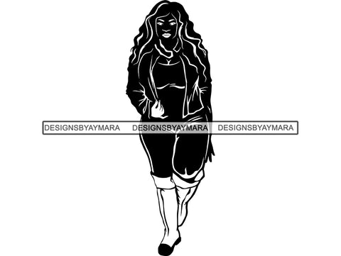 Afro Beautiful Big Woman SVG Silhouettes BBW Big And Bougie Queen Diva Classy Lady  .SVG .EPS .PNG Vector Clipart Silhouette Cricut Circuit Cut Cutting