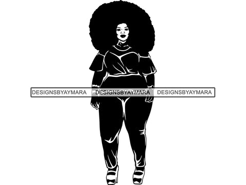 Afro Beautiful Big Woman SVG Silhouettes BBW Big And Bougie Queen Diva Classy Lady  .SVG .EPS .PNG Vector Clipart Silhouette Cricut Circuit Cut Cutting