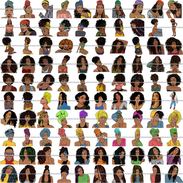 UNIQUE OFFER! 200 Beautiful Afro Woman SVG Retail Price $500 for Only $39.99 Files For Cutting and More.