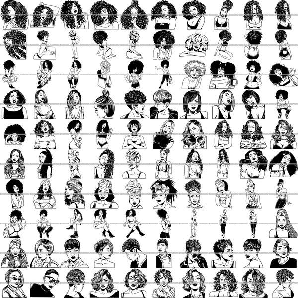 UNIQUE OFFER! 200 Beautiful Afro Woman SVG Retail Price $500 for Only $39.99 Files For Cutting and More.