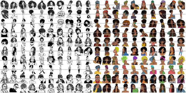 UNIQUE OFFER! 200 Beautiful Afro Woman SVG Retail Price $500 for Only $39.99 Files For Cutting and More.